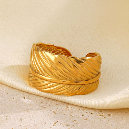 Feather Statement Open Ring