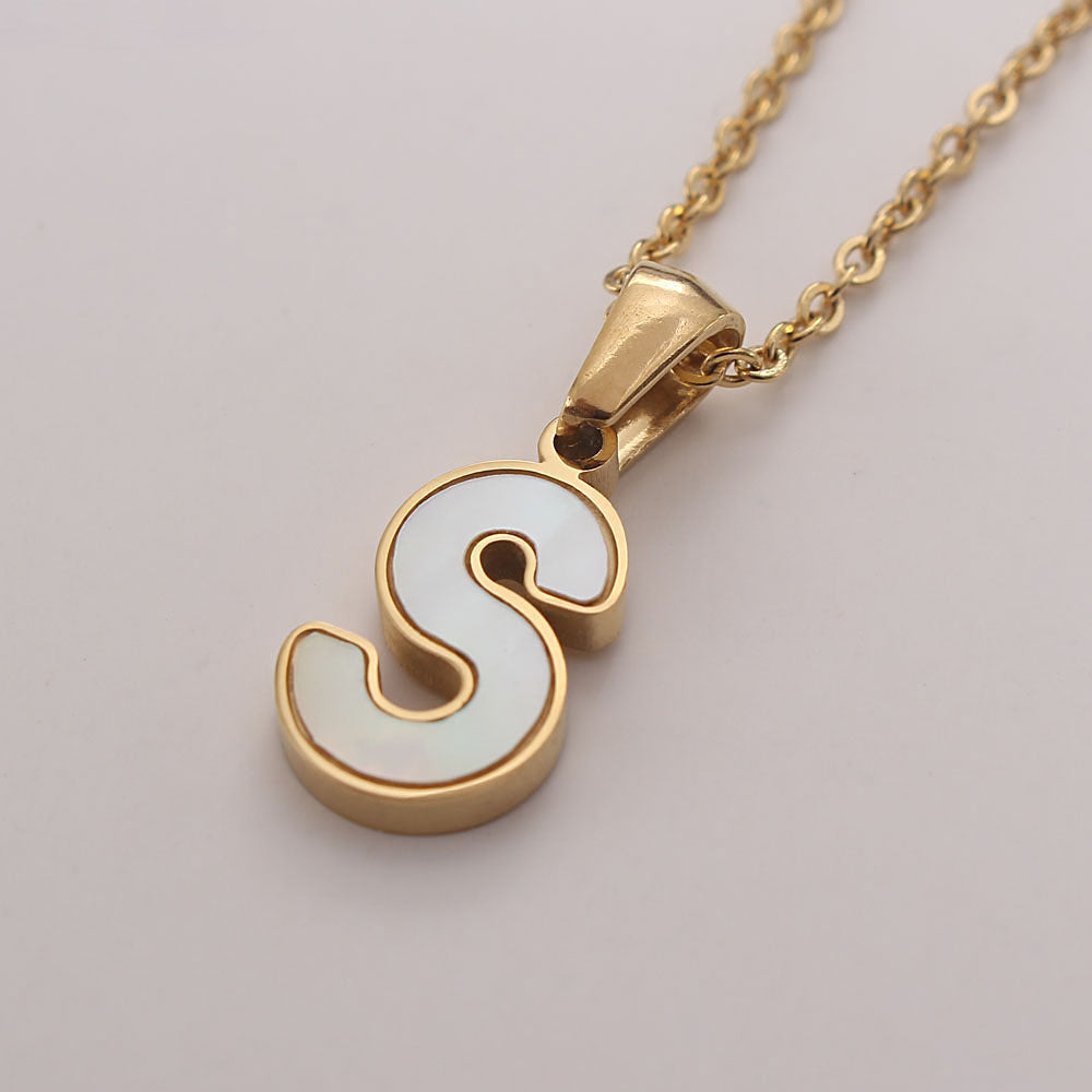 Bold Initial Shell Pendant Necklace