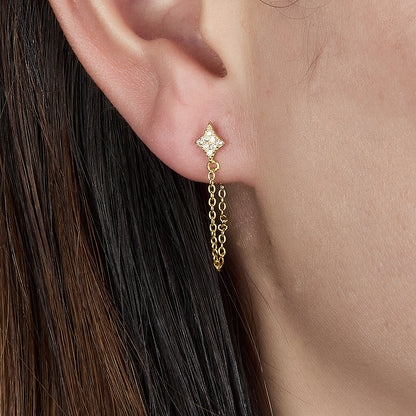 Dainty Star Chain Stud Earrings