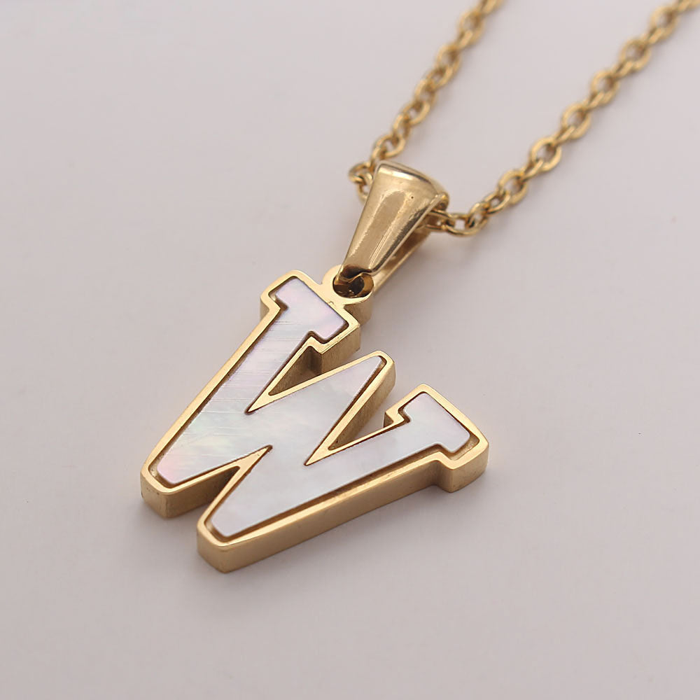 Bold Initial Shell Pendant Necklace