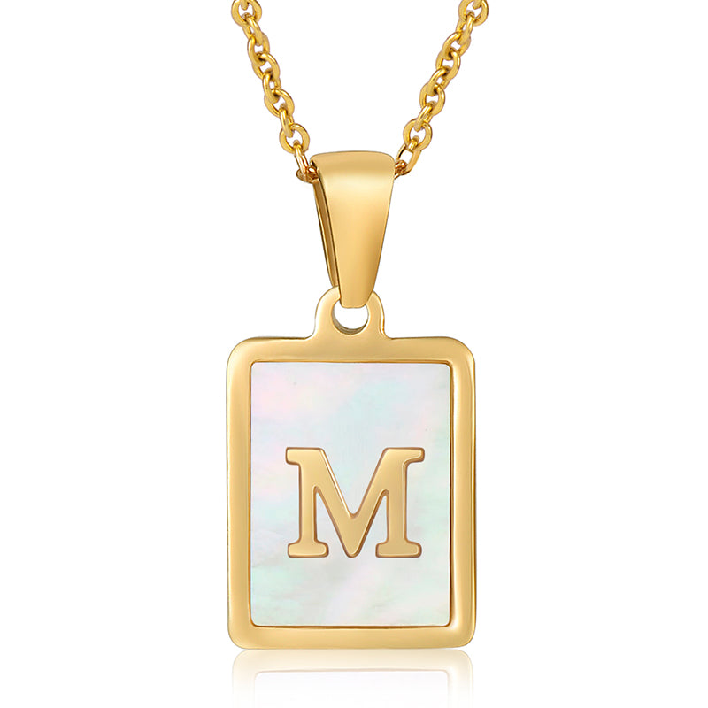 Vintage Initial Shell Pendant Necklace