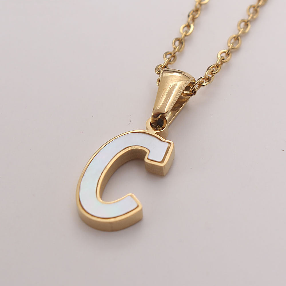 Bold Initial Shell Pendant Necklace