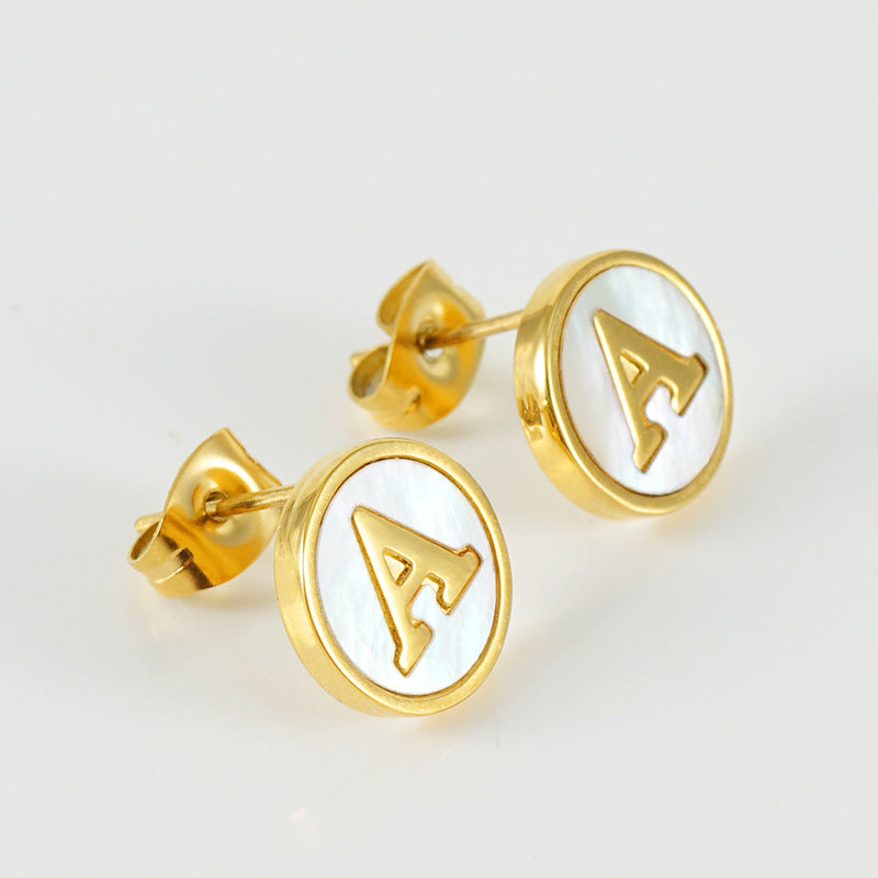 Custom Shell Letter Stud Earrings