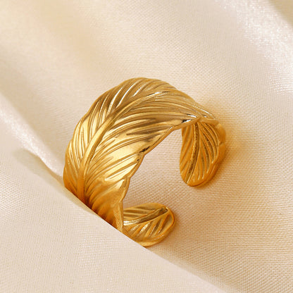 Feather Statement Open Ring