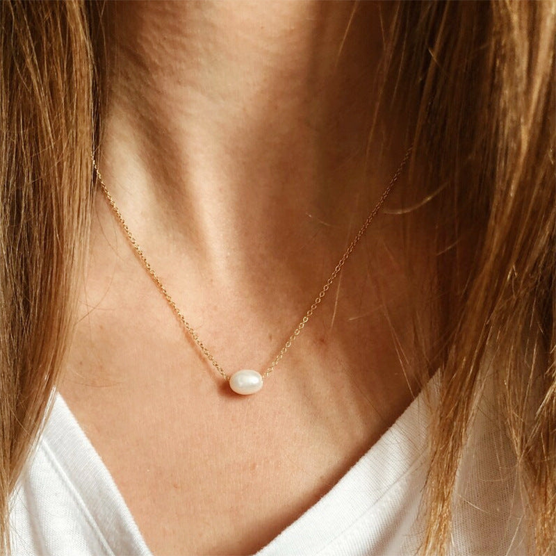 Minimalist Freshwater Pearl Chain Necklace