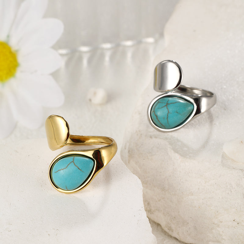 Boho Simple Turquoise Open Ring