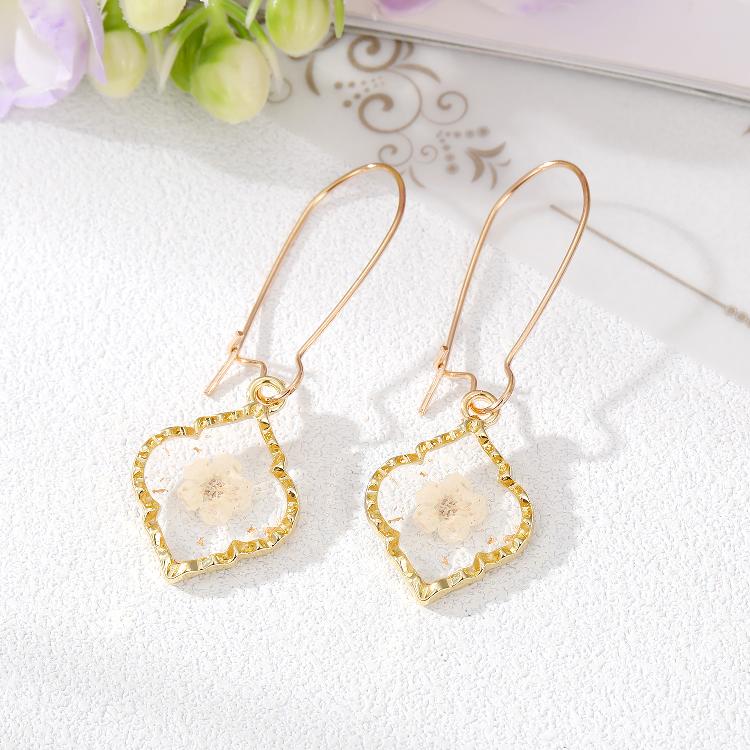 Real Flowers Resin Drop Earrings