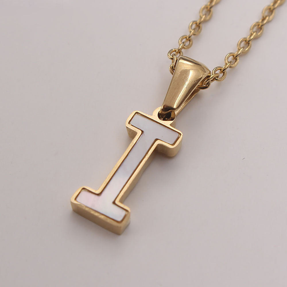 Bold Initial Shell Pendant Necklace