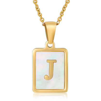 Vintage Initial Shell Pendant Necklace