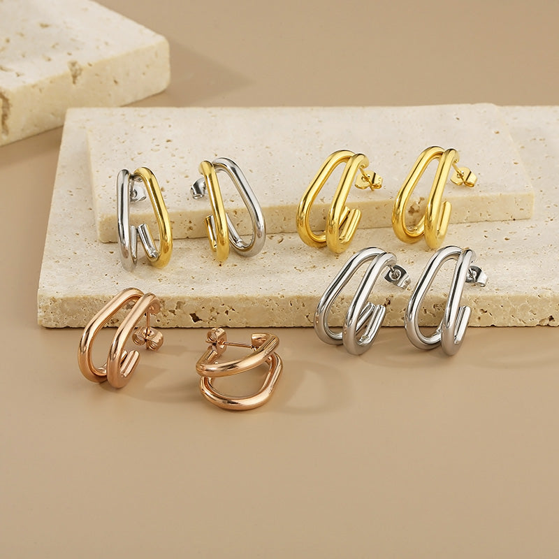 Modern Industrial Hoop Earrings