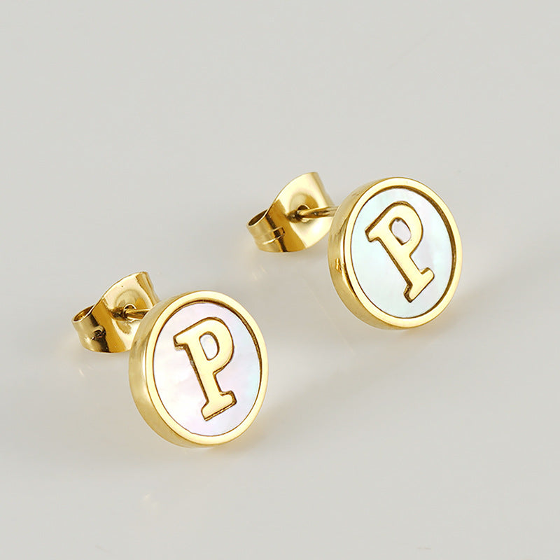 Custom Shell Letter Stud Earrings