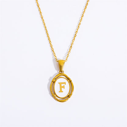 Vintage Initial Oval Pendant Necklace