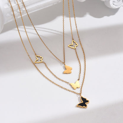 Modern 14K Gold Simple Layered Necklaces