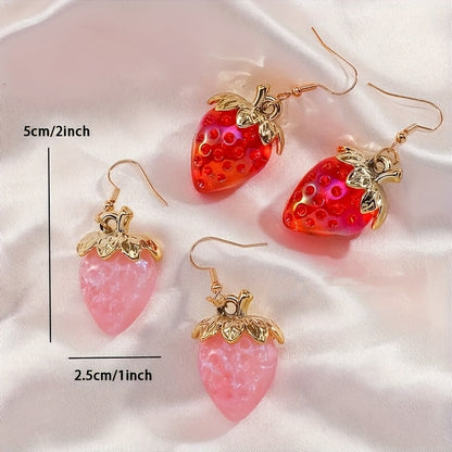 Strawberry Love Resin Dangle Earrings