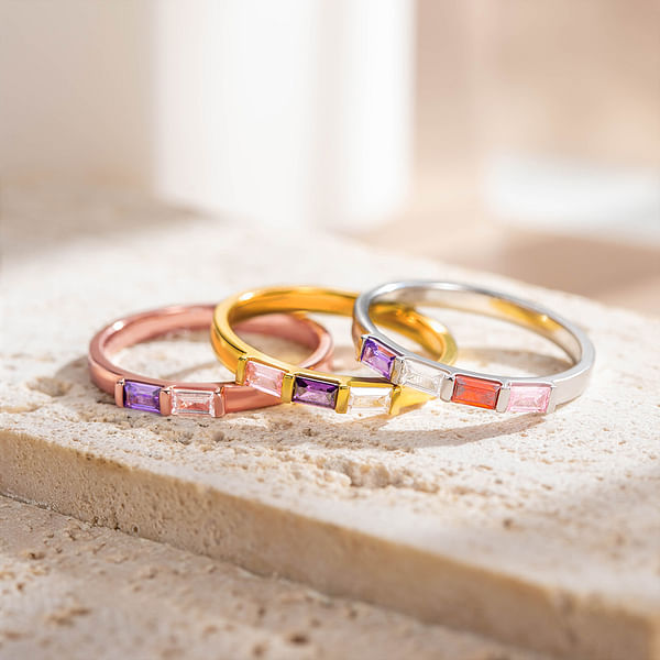 Combined Birthstone Stackable Rings