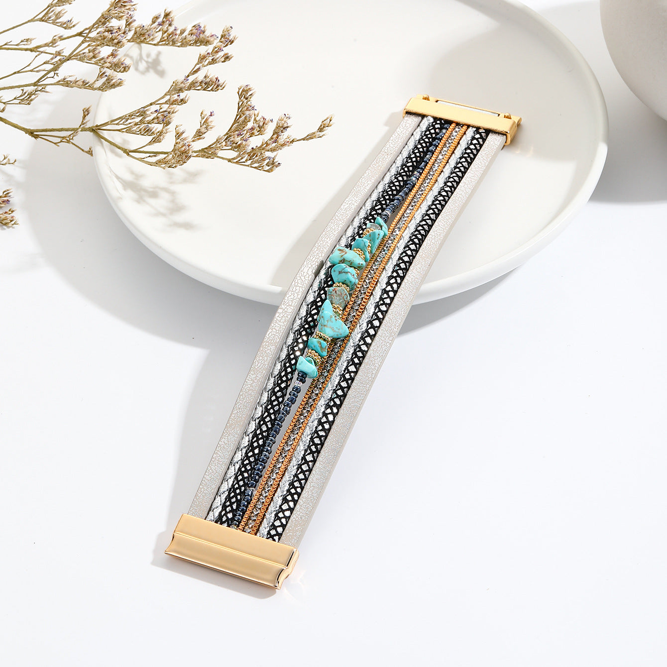 Western Boho Turquoise Wrap Bracelet