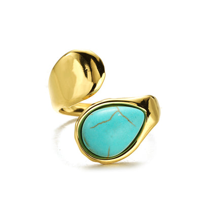 Boho Simple Turquoise Open Ring