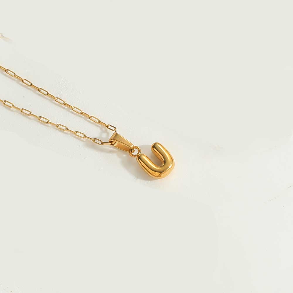 Minimalist Balloon Letter Pendant Necklace