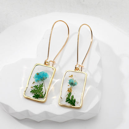 Handmade Pressed Flowers Resin Drop Earrings