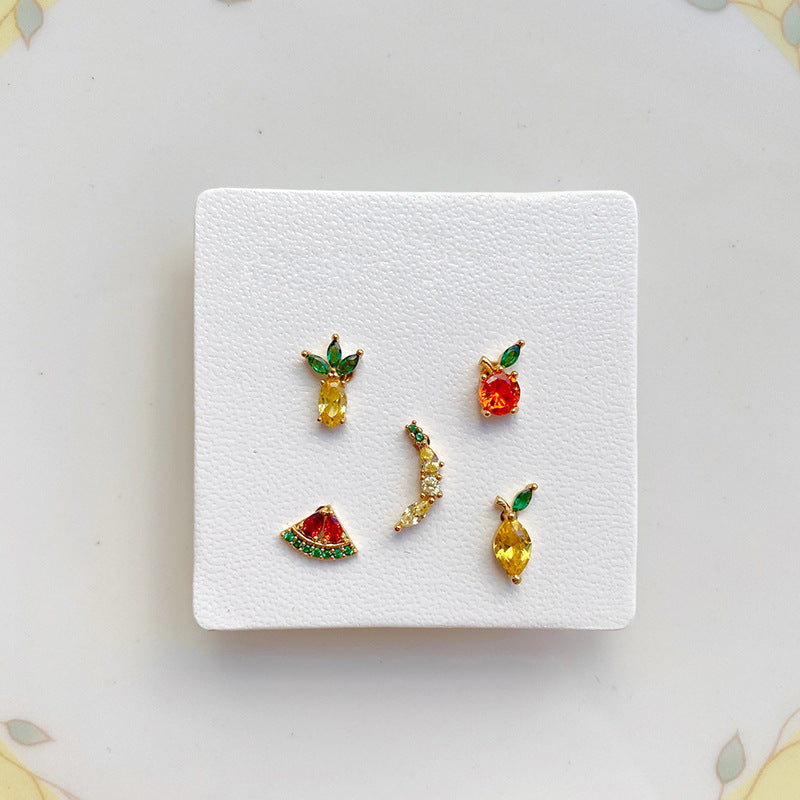 Minimalist Tropical Fruit Crystal Studs