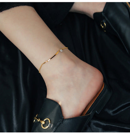 Minimalist Zircon 18K Gold Plated Anklet
