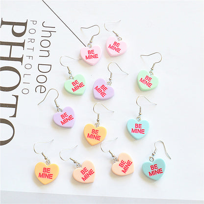 Cute Heart Resin Drop Earrings