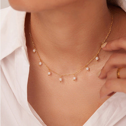 Dainty Freshwater Pearl Chain Necklace