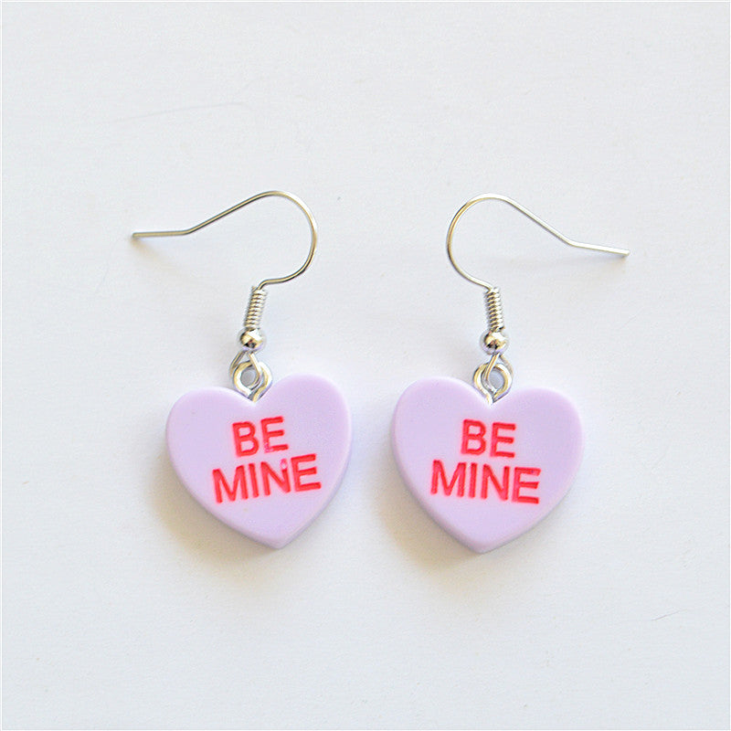 Cute Heart Resin Drop Earrings