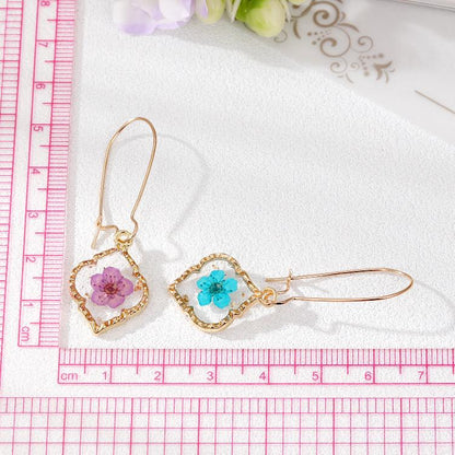 Real Flowers Resin Drop Earrings