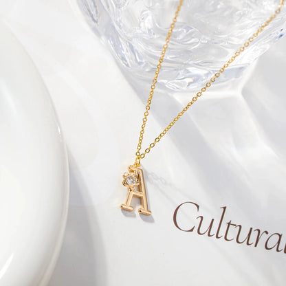 Dainty Initial with Flower Pendant Necklace