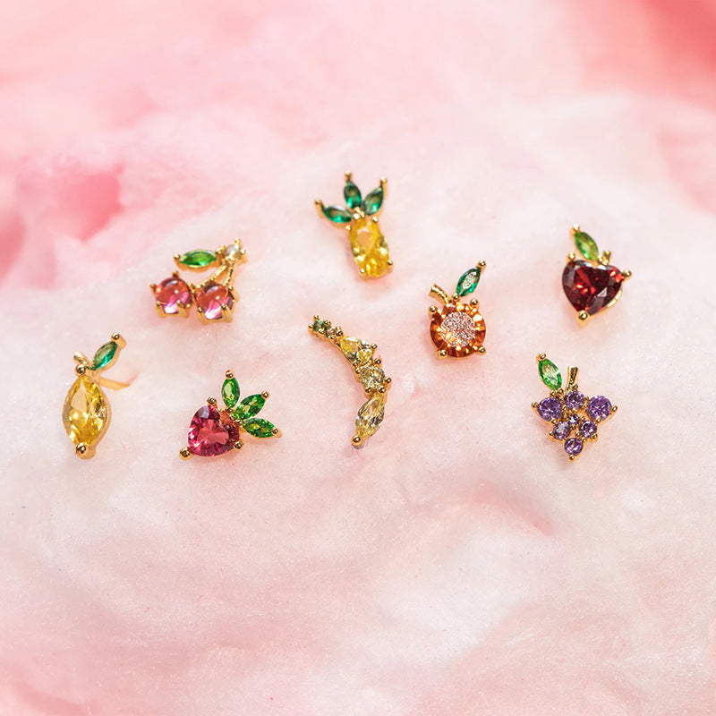 Minimalist Tropical Fruit Crystal Studs