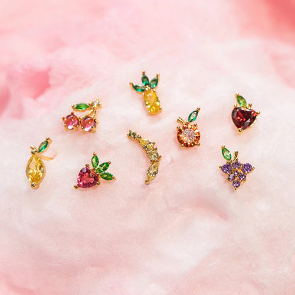 Minimalist Tropical Fruit Crystal Studs