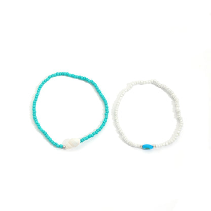 Beachy Teal Beaded Anklets