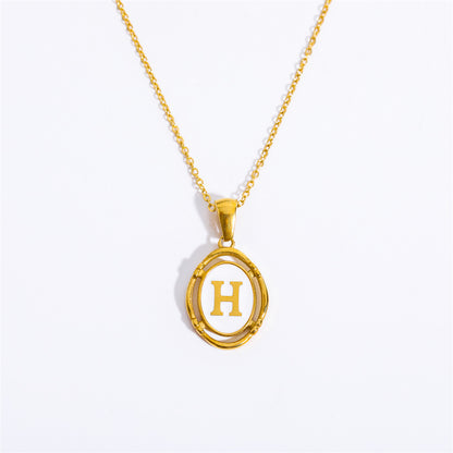 Vintage Initial Oval Pendant Necklace