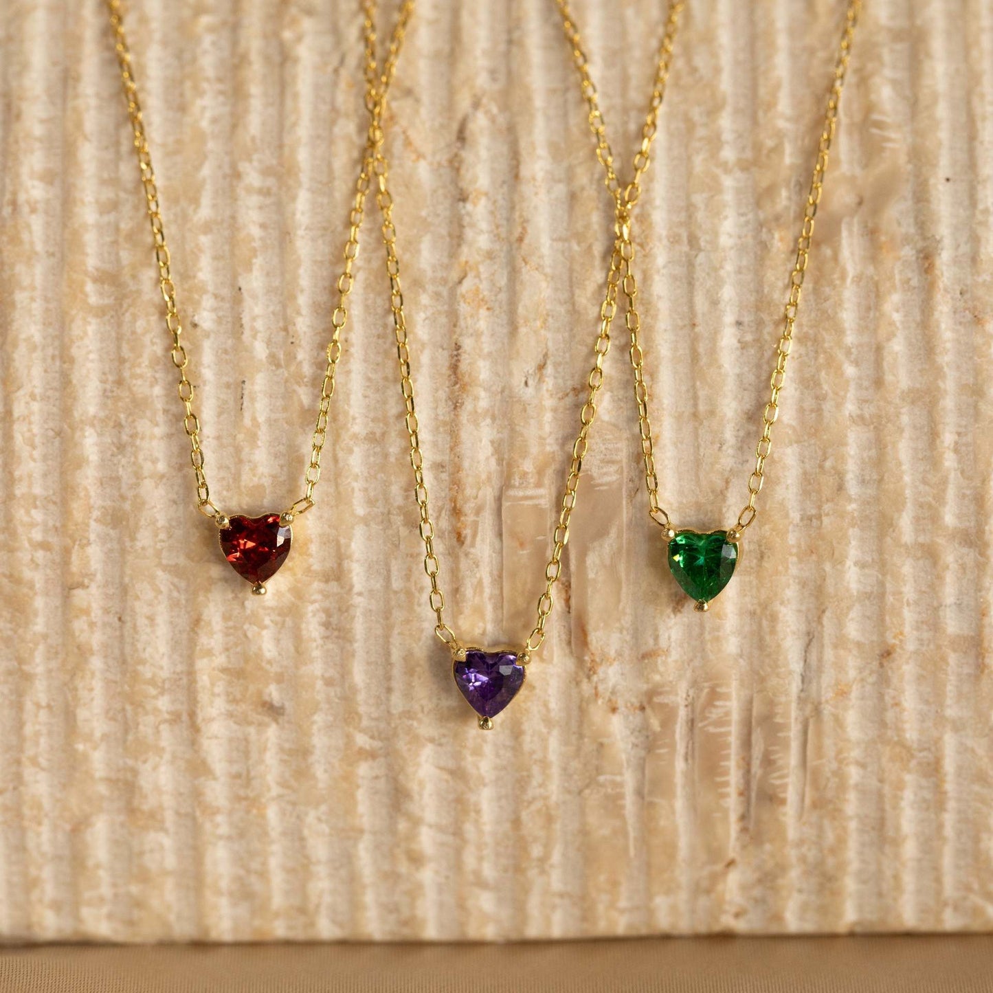 Dainty Heart Birthstone Necklace