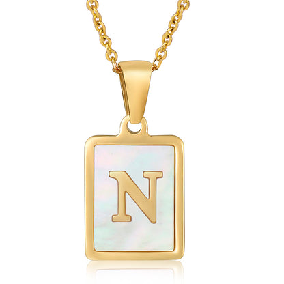 Vintage Initial Shell Pendant Necklace