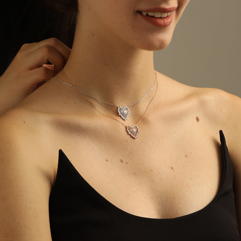 Dainty Crystal Heart Pendant Necklace