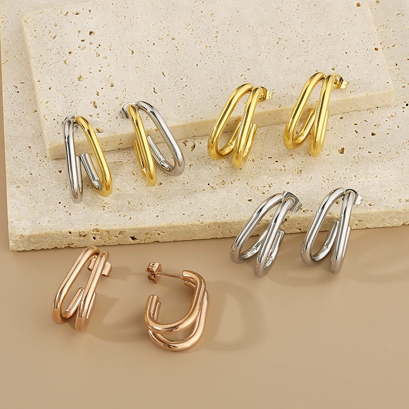 Modern Industrial Hoop Earrings