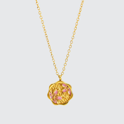 Vintage Stamp Floral Pendant Necklace