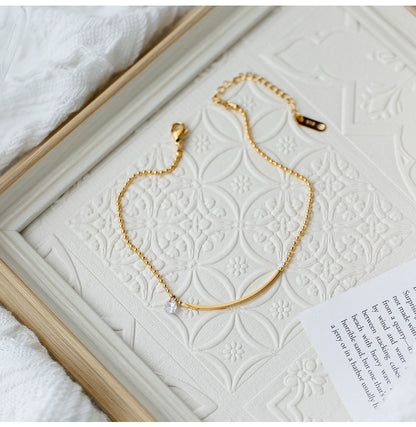 Minimalist Zircon 18K Gold Plated Anklet