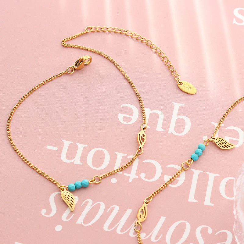 Minimalist Turquoise Angel Wing Anklet