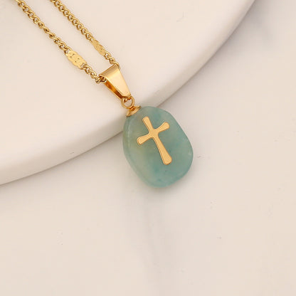 Gemstone Cross Pendant Necklace