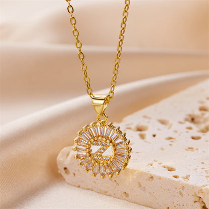 Crystal Initial Pendant Necklace