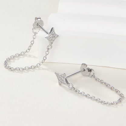 Dainty Star Chain Stud Earrings