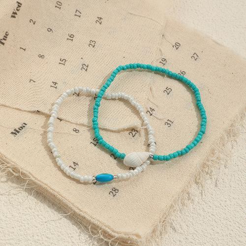 Beachy Teal Beaded Anklets