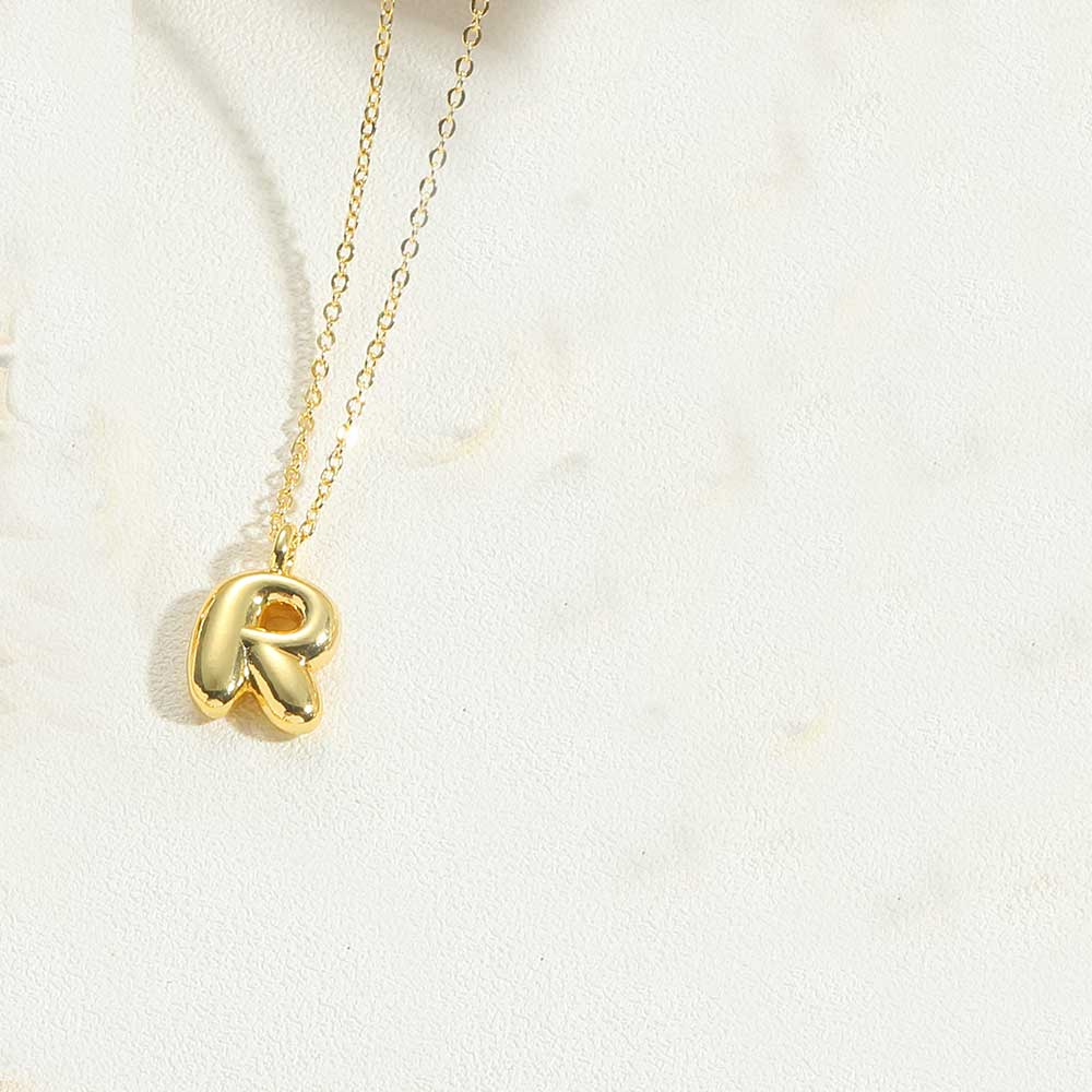 Dainty Balloon Initial Pendant Necklace