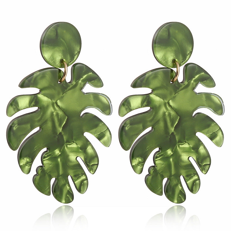 Monstera Leaves Resin Dangle Earrings