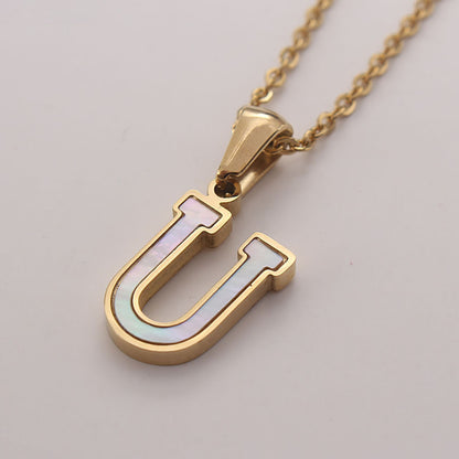 Bold Initial Shell Pendant Necklace