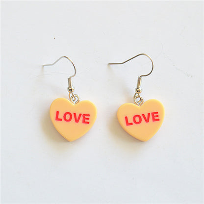 Cute Heart Resin Drop Earrings