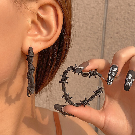 Barbed Wire Heart Hoops